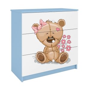 Komoda Pre Detská Babydreams Modrá – Medveď Kvety