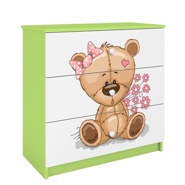 Komoda Pre Detská Babydreams Zelená – Medveď Kvety